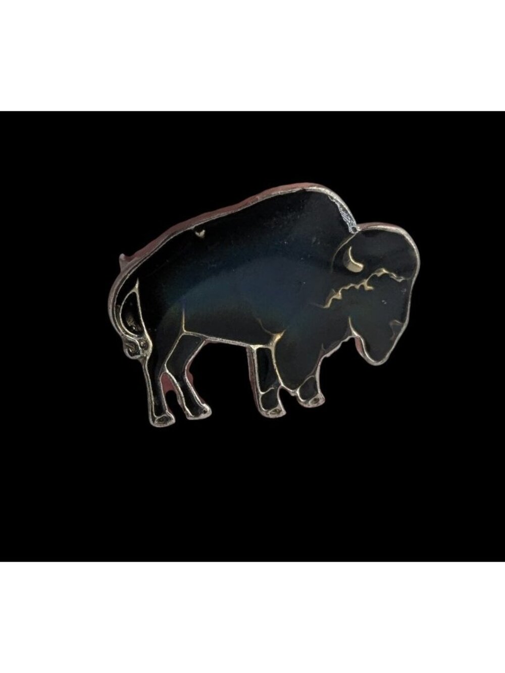 90s Western Southwestern Buffalo Vintage Mood Ring Black Silver Tone